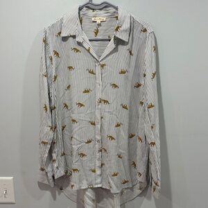 Jane and Delancey Striped Shirt with Gold Animal Pattern